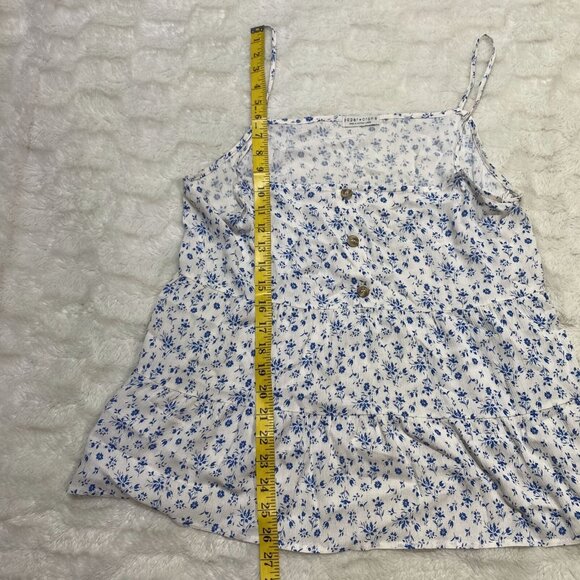 Paper Crane Cami Blouse Womens Large White 100% Rayon Floral Pullover Drop Waist - Picture 3 of 10